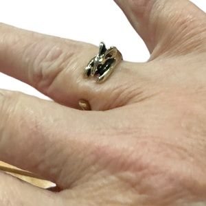 Antique Gold Mouse Open Cuff Wrap Ring